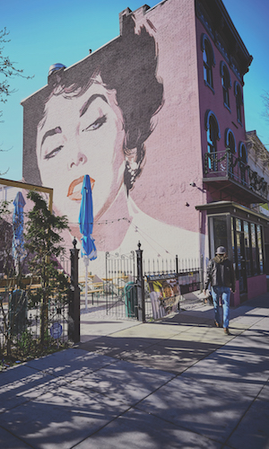 Dacha Beer Garden with Elizabeth Taylor mural